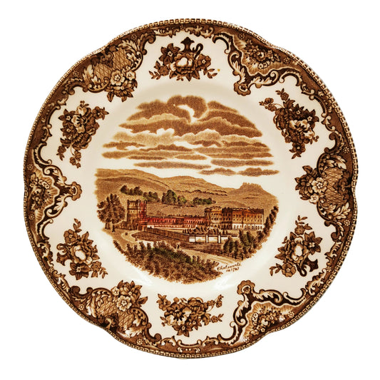 Johnson-Brothers-Brown-and-White-China-Old-Britain-Castles-Chatsworth-Dessert-Plate