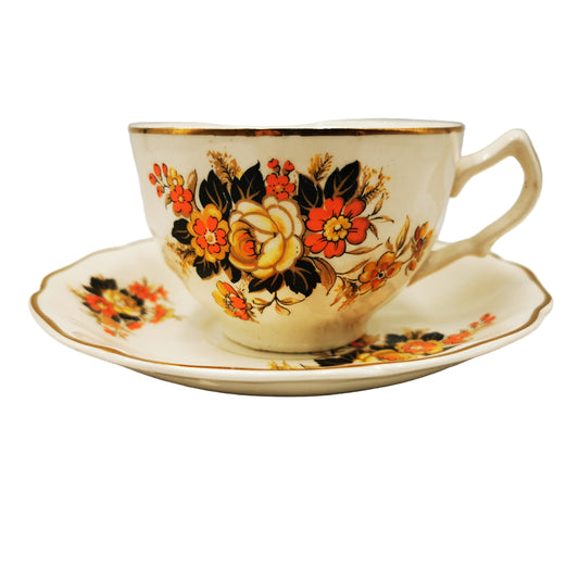 Johnson Brothers China Old Chelsea Autumn Flowers Teacup and Saucer