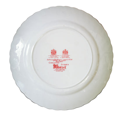 Johnson Brothers Red and White China Coaching Scenes 9.75-inch Dinner Plate