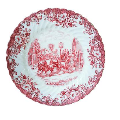 Johnson Brothers Red and White China Coaching Scenes 9.75-inch Dinner Plate