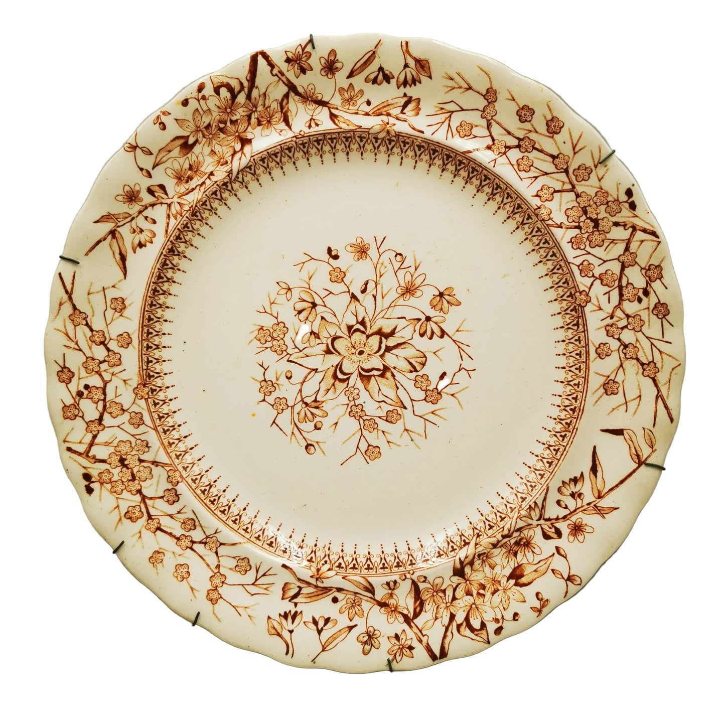 Keeling & Co Antique Gloucester Brown & White Dinner Plate c1889