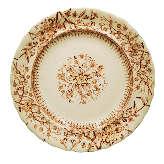 Keeling & Co Antique Gloucester Brown & White Dinner Plate c1889