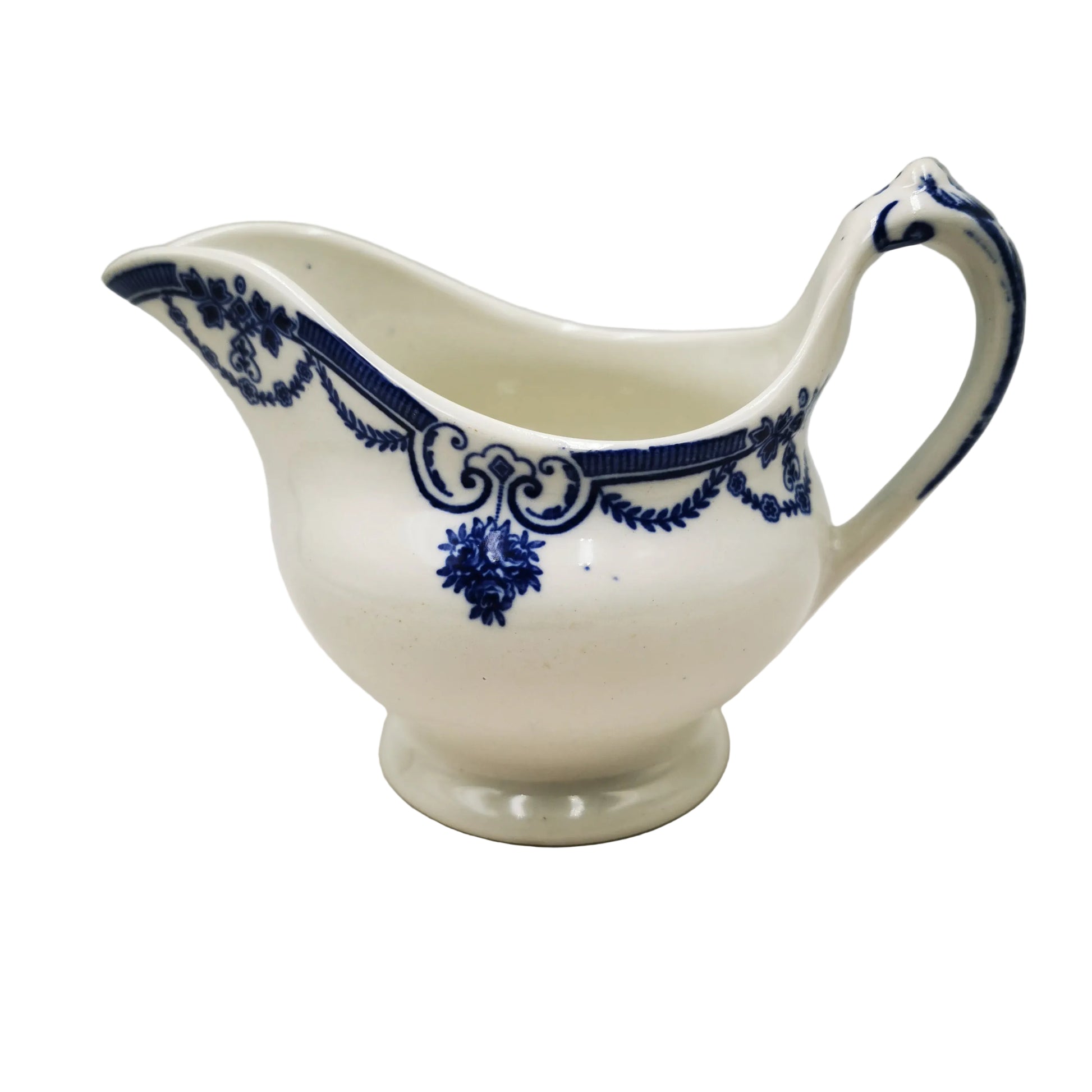 Losol Ware Keeling and Co Evesham Blue and White China Gravy Jug