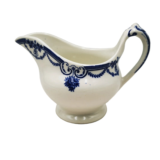 Losol Ware Keeling and Co Evesham Blue and White China Gravy Jug