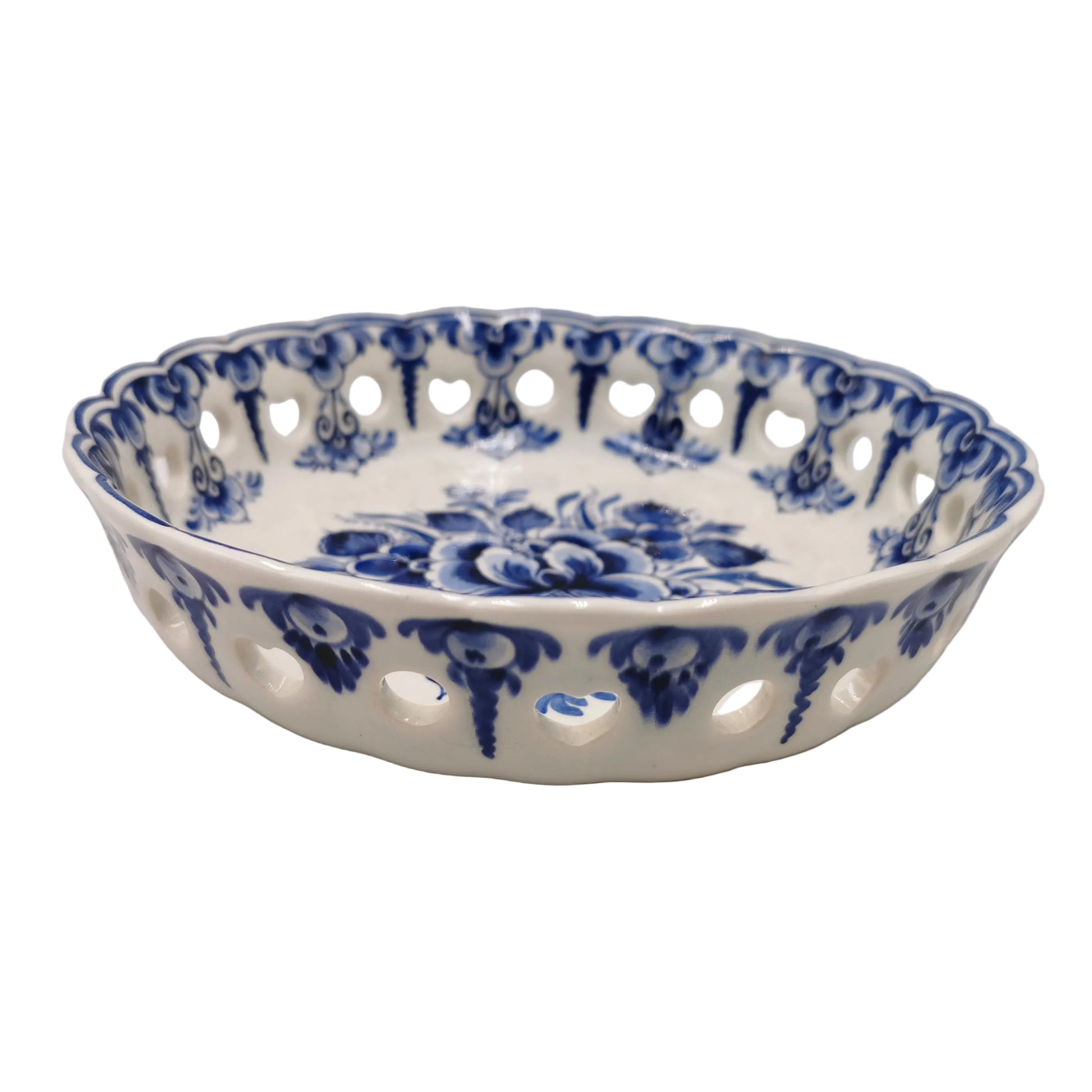 MTR Delfts Holland Blue And White China Small Pierced Bowl