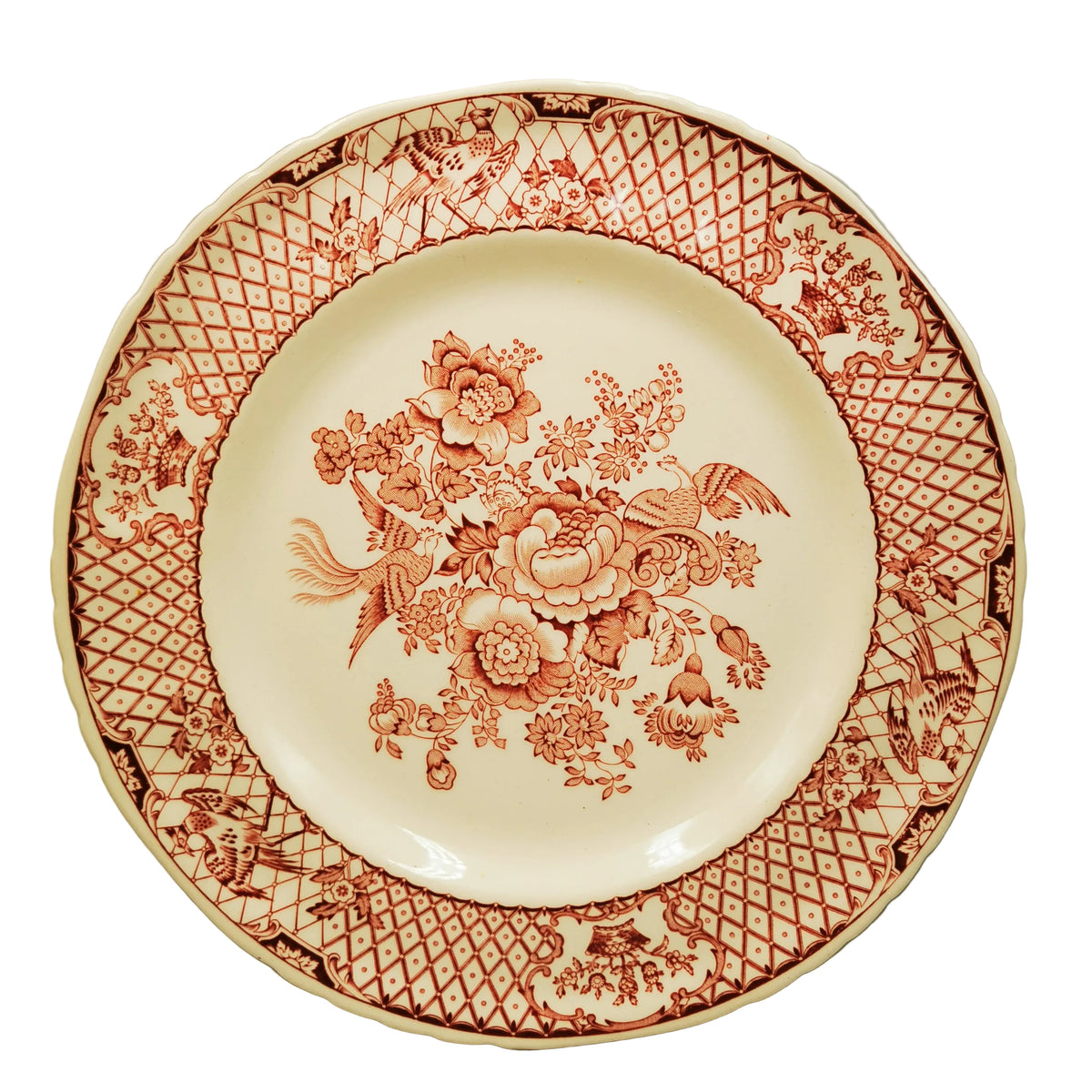 Masons Ironstone Red & White Stratford China 10.5-inch Dinner Plate