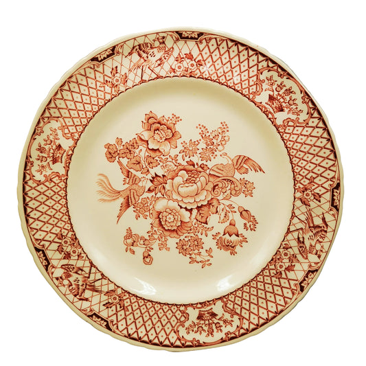 Masons Ironstone Red & White Stratford China 10.5-inch Dinner Plate