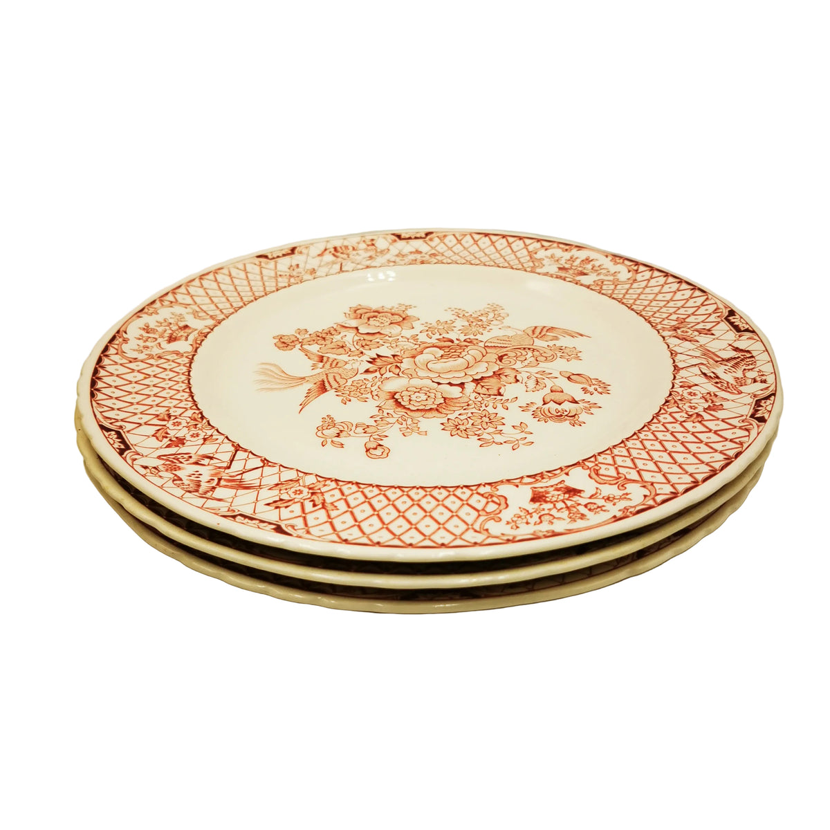 Masons-Ironstone-Red-&-White-Stratford-China-10.5-inch-Dinner-Plate