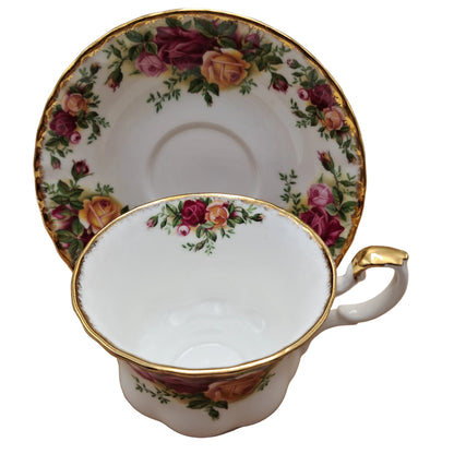 Montrose style Teacup and saucer in Royal Albert Old Country Roses