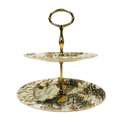 Myott China Rural Scene English 2-Tier Cake Stand