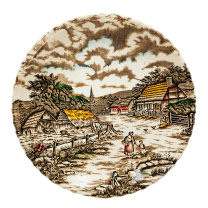 Myott China Rural Scene English Cake Plate