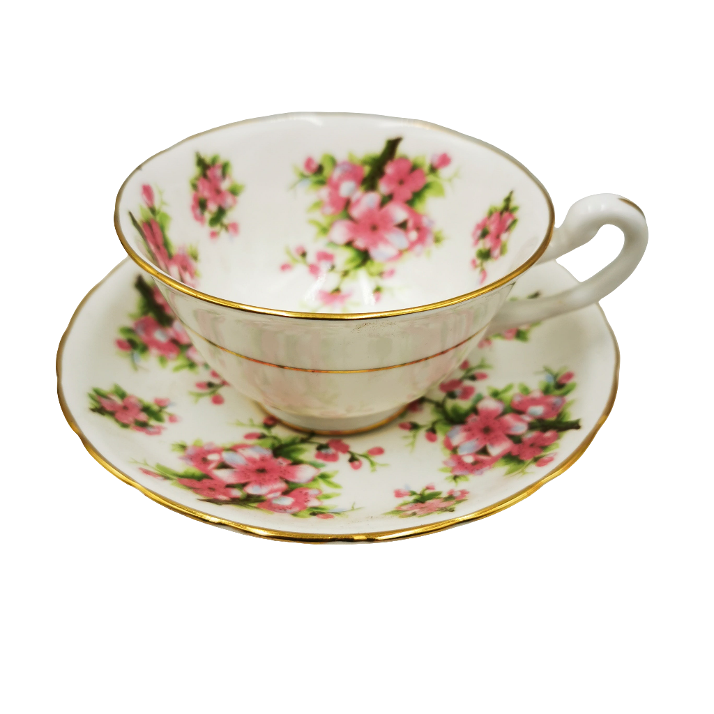 New Chelsea China Pattern 3063 Pink Cherry Blossom Floral Open Bowl Te ...