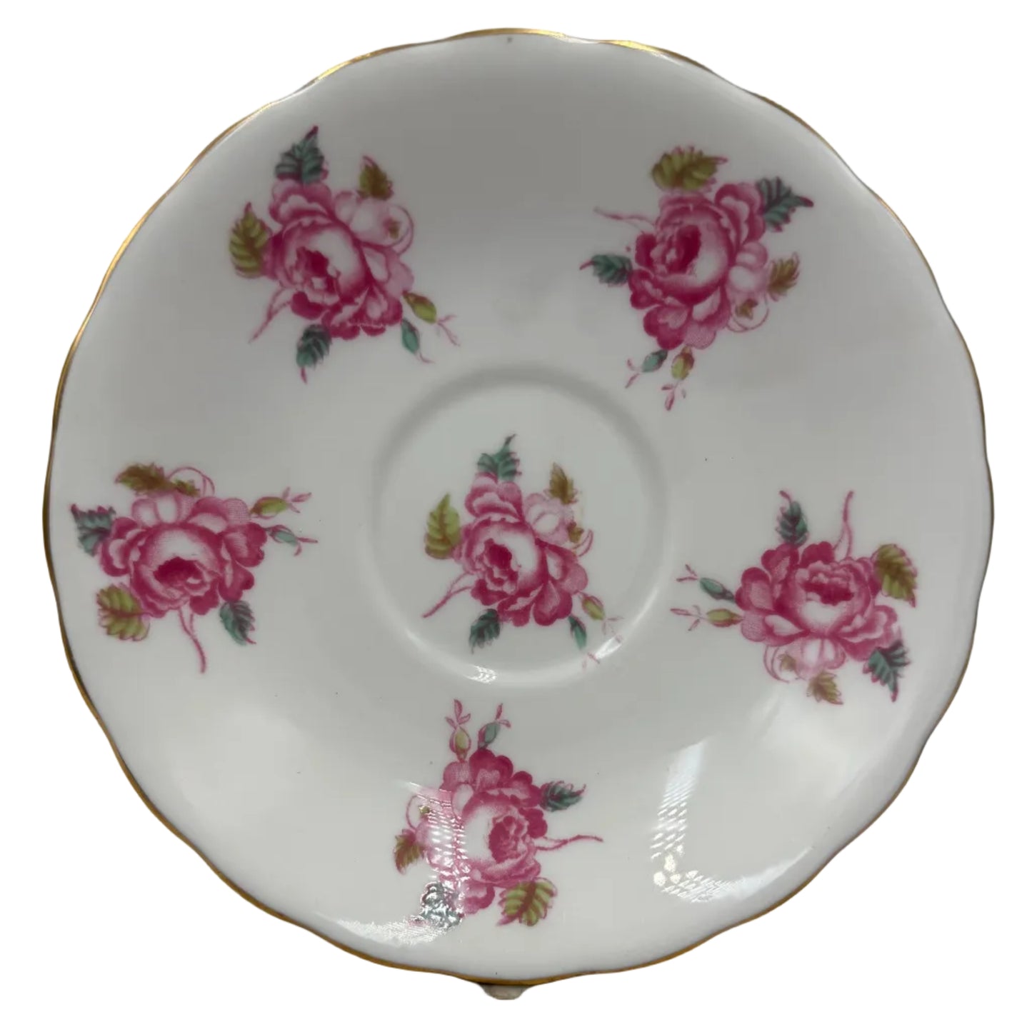 New Chelsea Pink Cabbage Rose Floral China Saucer
