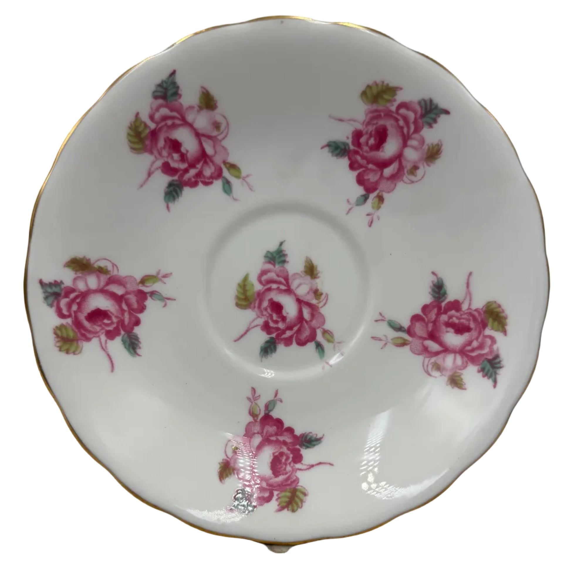 New Chelsea Pink Cabbage Rose Floral China Saucer