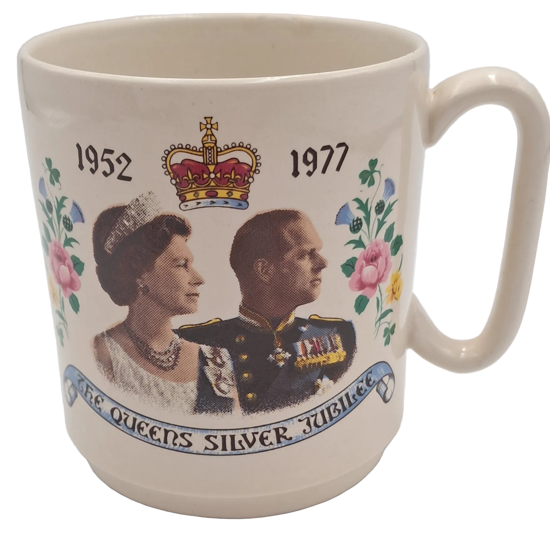 New Devon Pottery Queen Elizabeth II 1977 Jubilee Local Norfolk Village, 'Felthorpe', Mug 