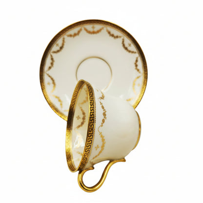 Antique-Star-China-Company-Paragon-2130-Gold-and-White-Bone-China-Teacup-and-Saucer