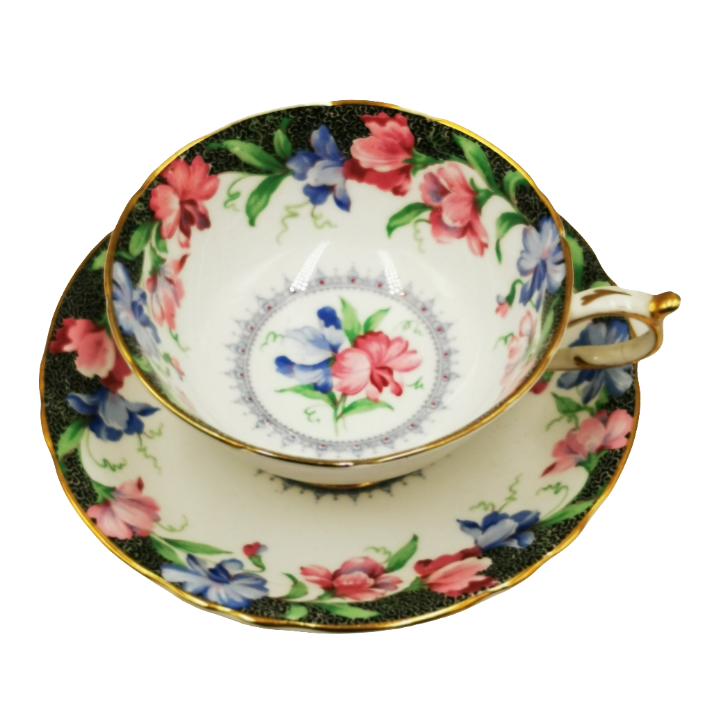 Vintage Paragon Sweet Pea Floral China Teacup Trio