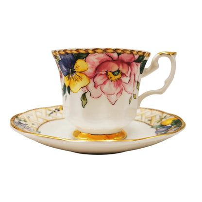 Queen's-China-Lattice-Flowers-Teacup-and-Saucer