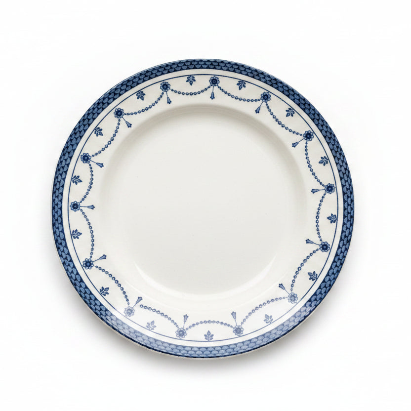 Rare Antique Thomas Till and Sons Irene Blue and White China Dinner Plate