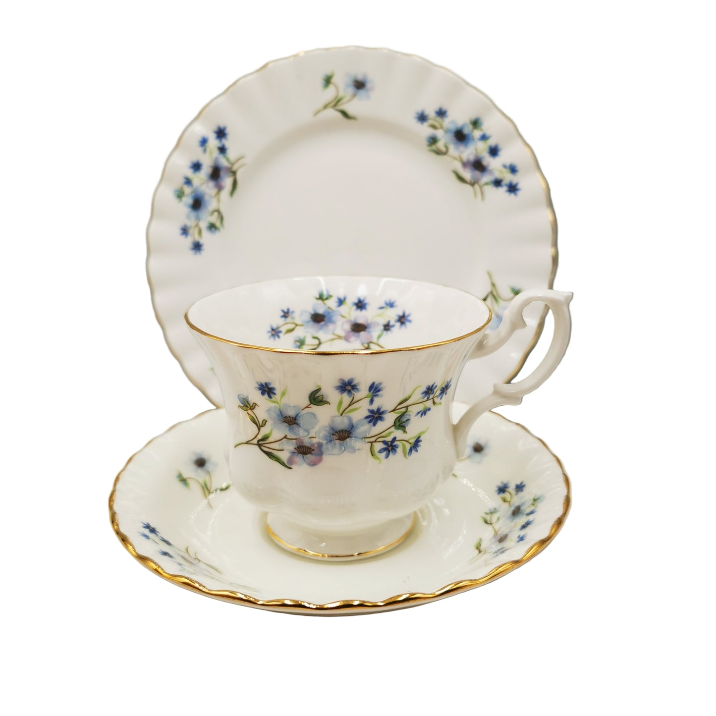Richmond China Blue Rock Teacup Saucer and Side Plate
