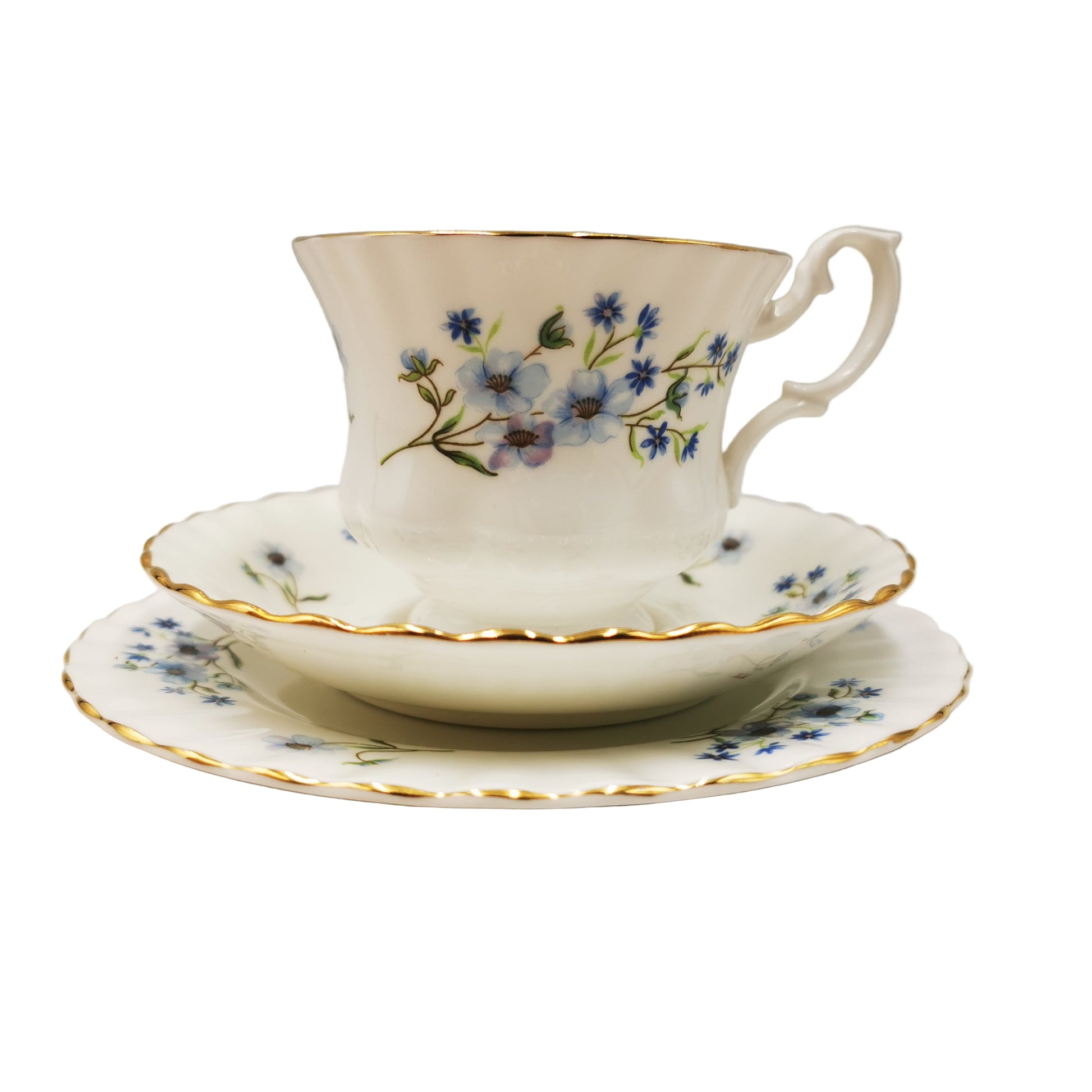 Richmond China Blue Rock Teacup Saucer and Side Plate