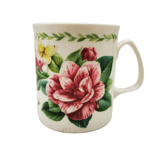 Rose of England Fine Bone China Pink & White Variegated Rose Mug