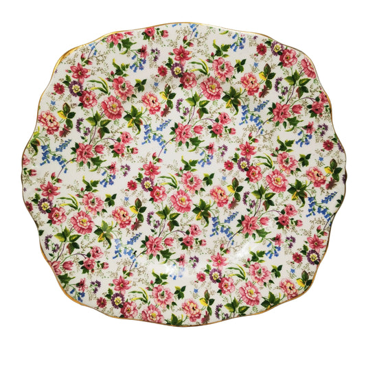 Rosina China Company Floral Square Cake Plate