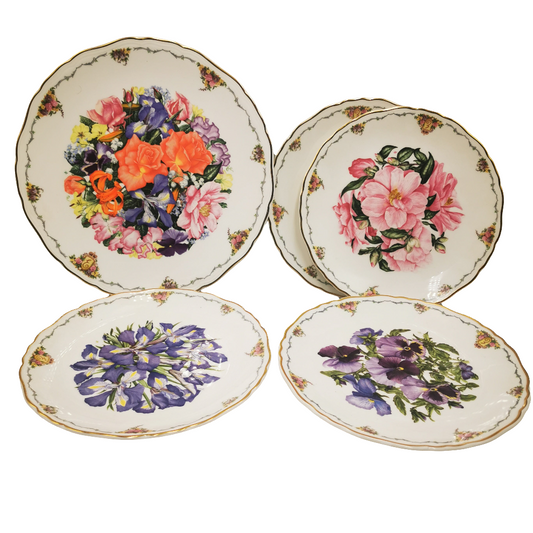 Royal Albert China The Queen Mother's Favourite Flowers Complete 9 Plate Set