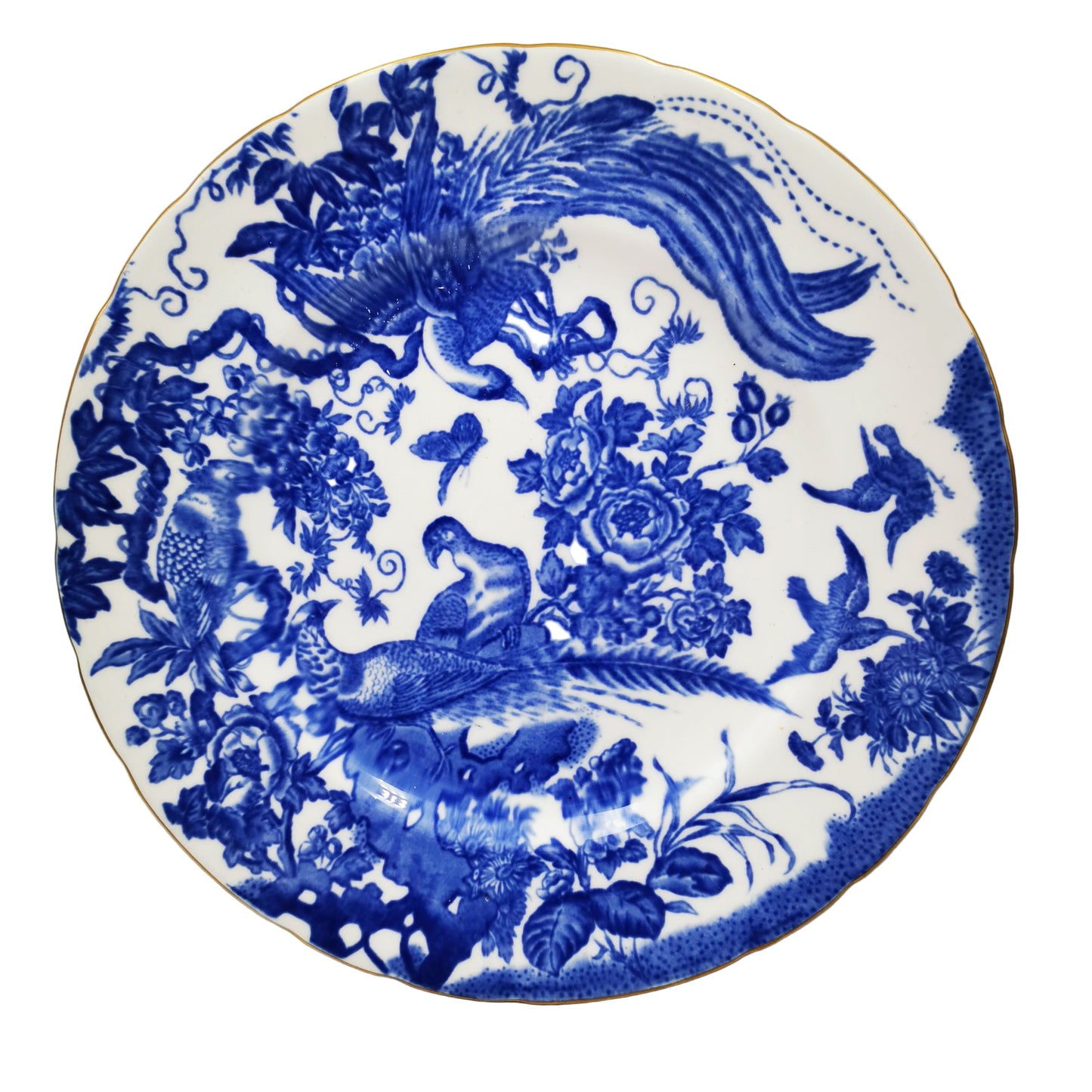 Royal Crown Derby China Blue Aves A1309 10.5-inch Dinner Plate 1954