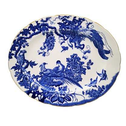 Royal Crown Derby China Blue Aves A1309 11.5-inch Serving Platter 1954