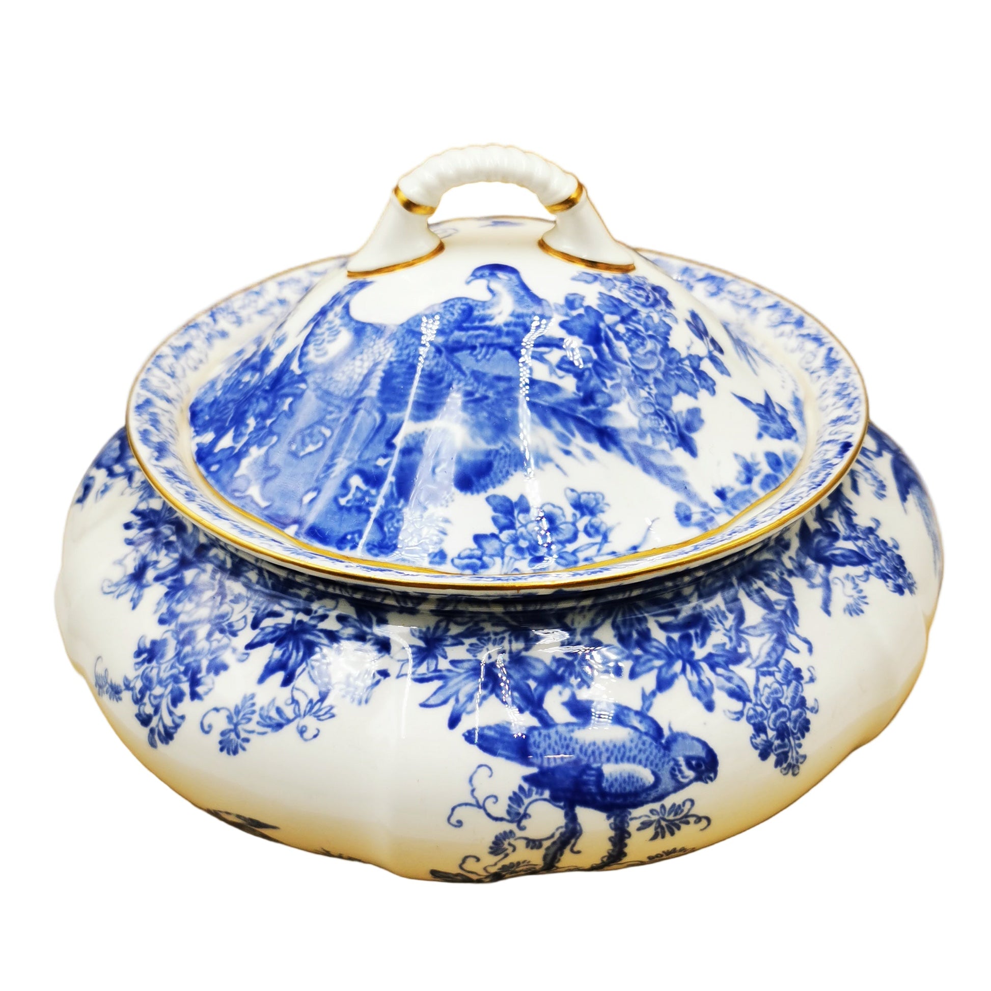 Royal Crown Derby China Blue Aves A1309 Lidded Tureen 1954