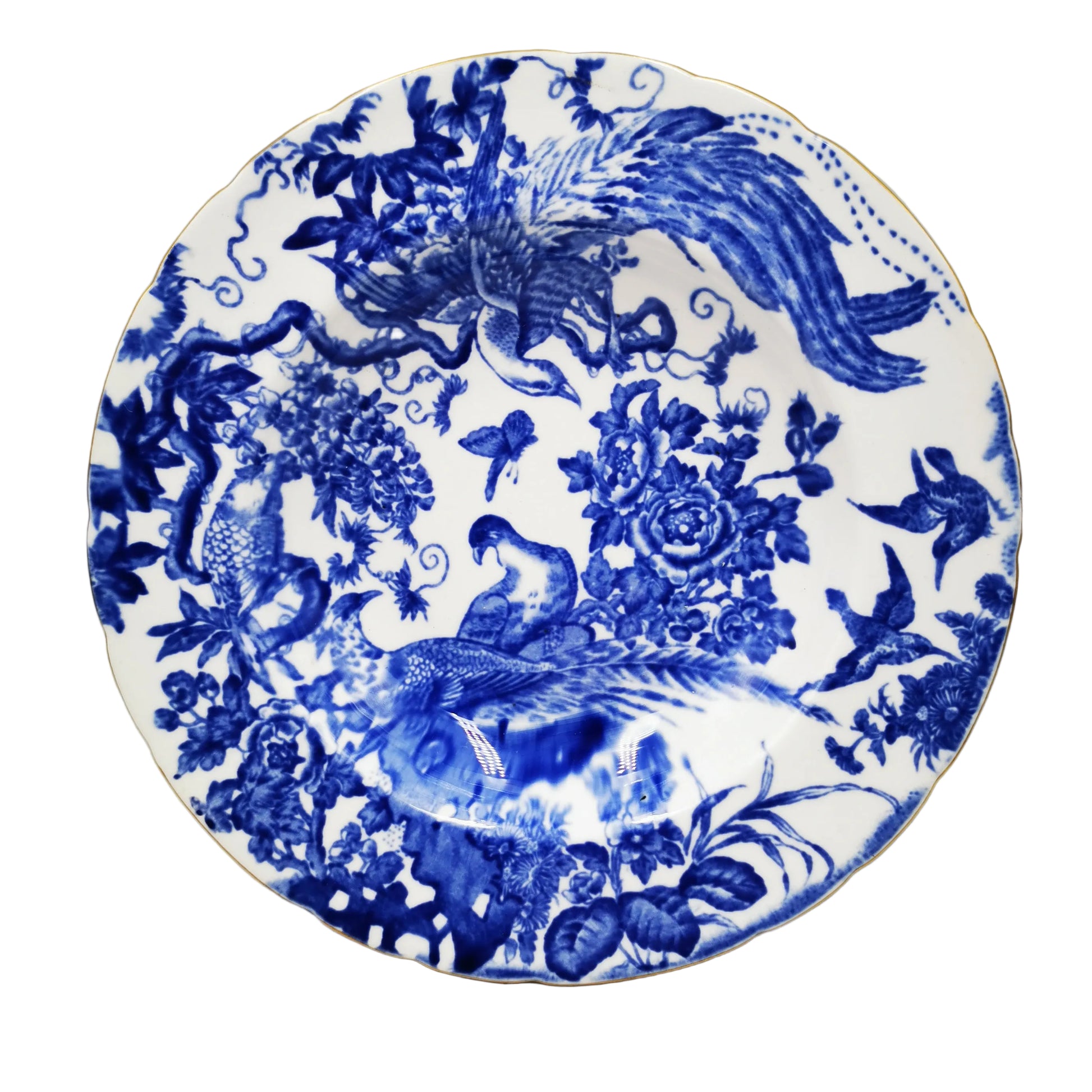 Royal Crown Derby China Blue Aves A1309 7.5-inch Soup Bowl 1954