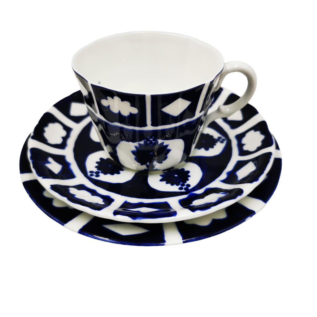 Royal Crown Derby China Old Imari 1128 Unfinished Teacup, Saucer and Side Plate