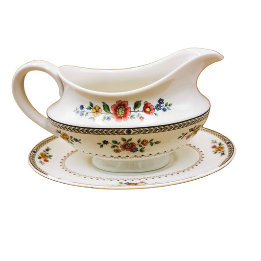 Royal Doulton China Kingswood TC1115 Sheraton Shape Gravy Boat Set