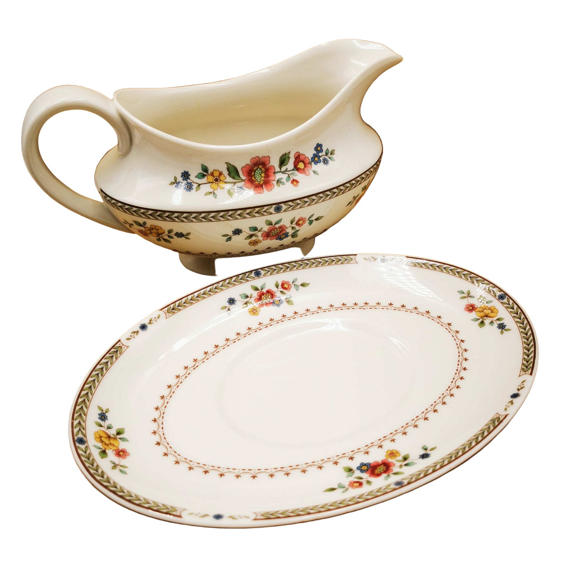 Royal Doulton China Kingswood TC1115 Sheraton Shape Gravy Boat Set