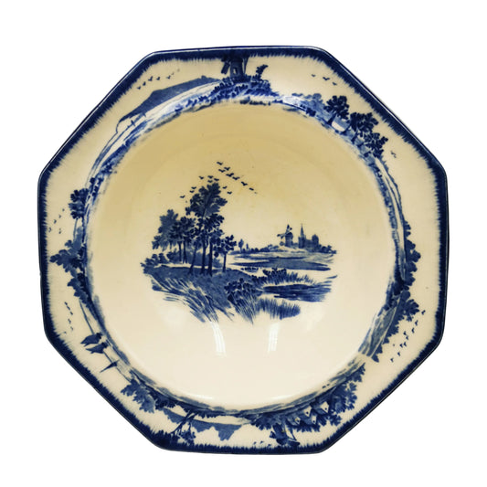 Royal Doulton Blue and White China Norfolk 251612 and 597783 6.5-inch Dessert Bowl