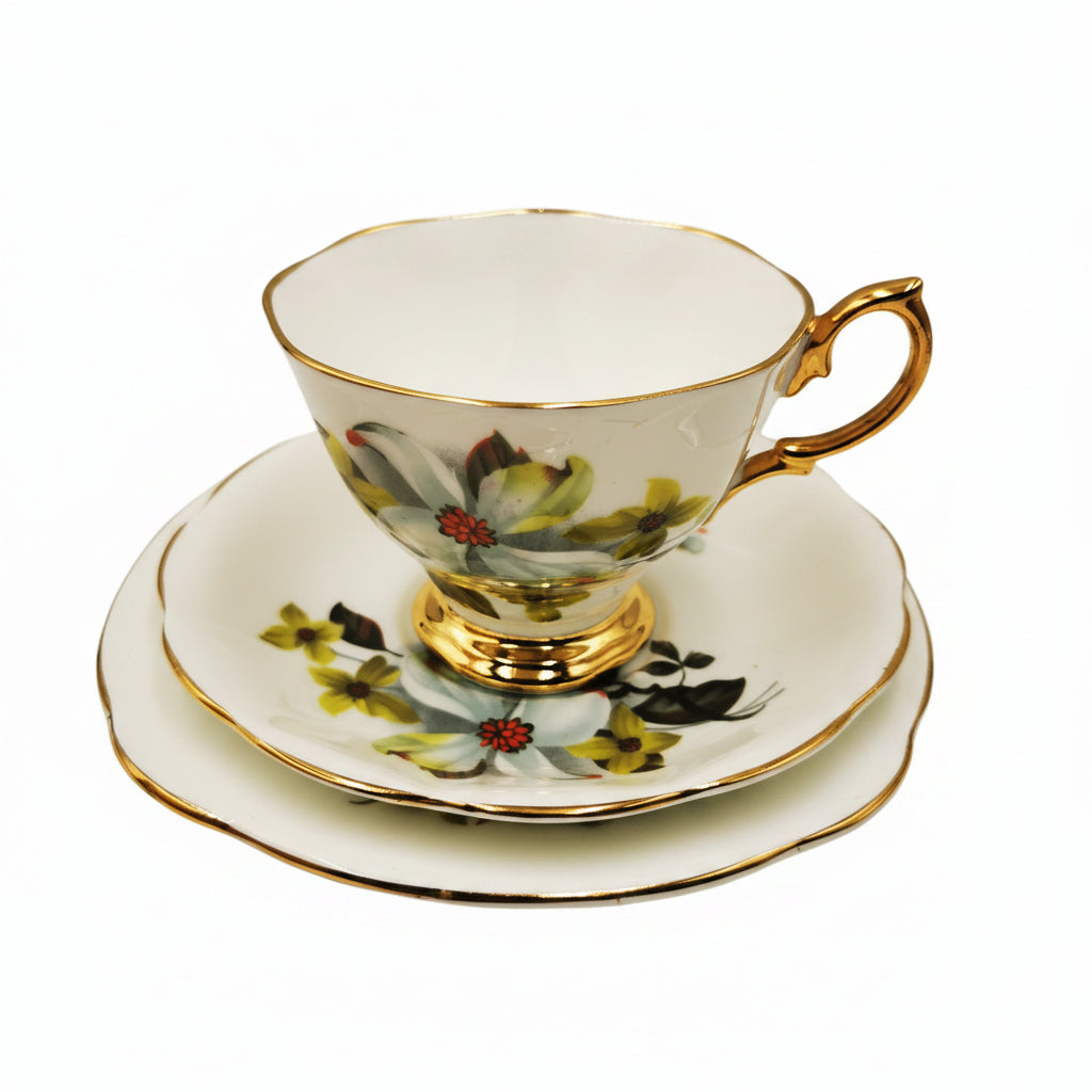 Royal Imperial China Atlantic Dogwood Teacup Saucer and Side Plate
