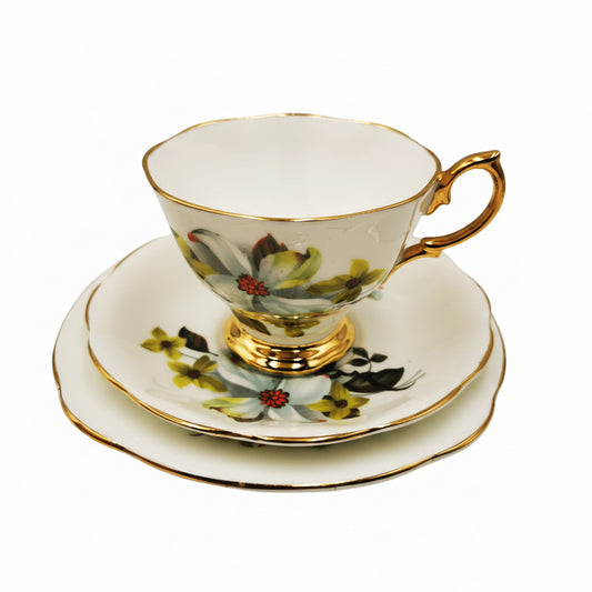 Royal Imperial China Atlantic Dogwood Teacup Saucer and Side Plate
