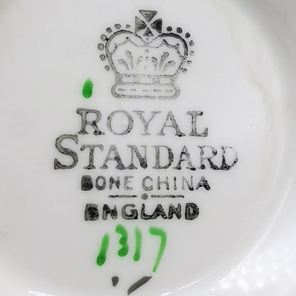 Royal-Standard-Bone-China-1317-Cake-Plate,-Mile-Jug-&-Sugar-Bowl