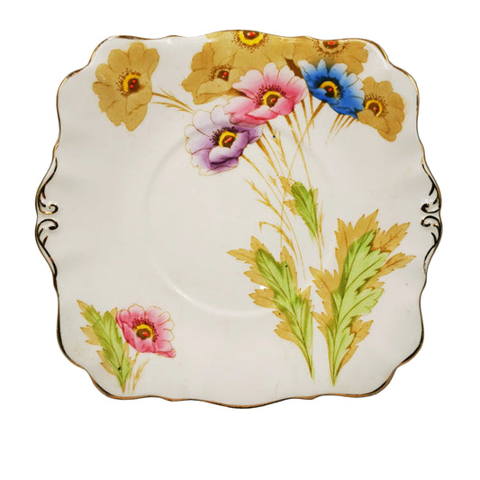 Royal Standard Bone China Poppies Hand Coloured Cake Plate