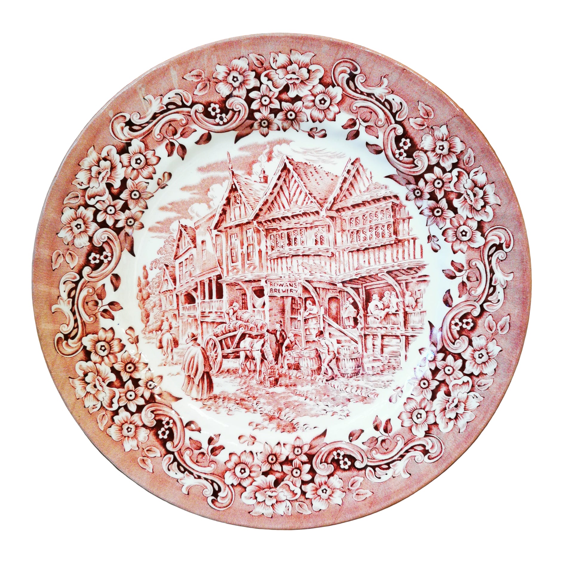 Royal Tudor Ware 17th Century England Red and White China 10.25-inch Dinner Plate