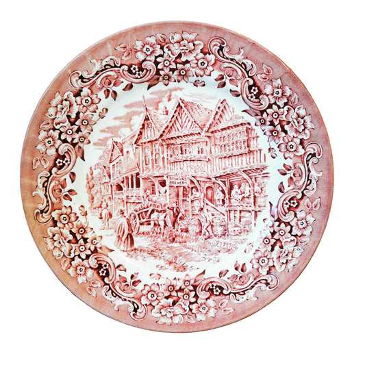 Royal Tudor Ware 17th Century England Red and White China 10.25-inch Dinner Plate
