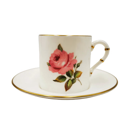 Royal-Worcester-China-Pink-Rose-Demitasse-Coffee-Cup-and-Saucer