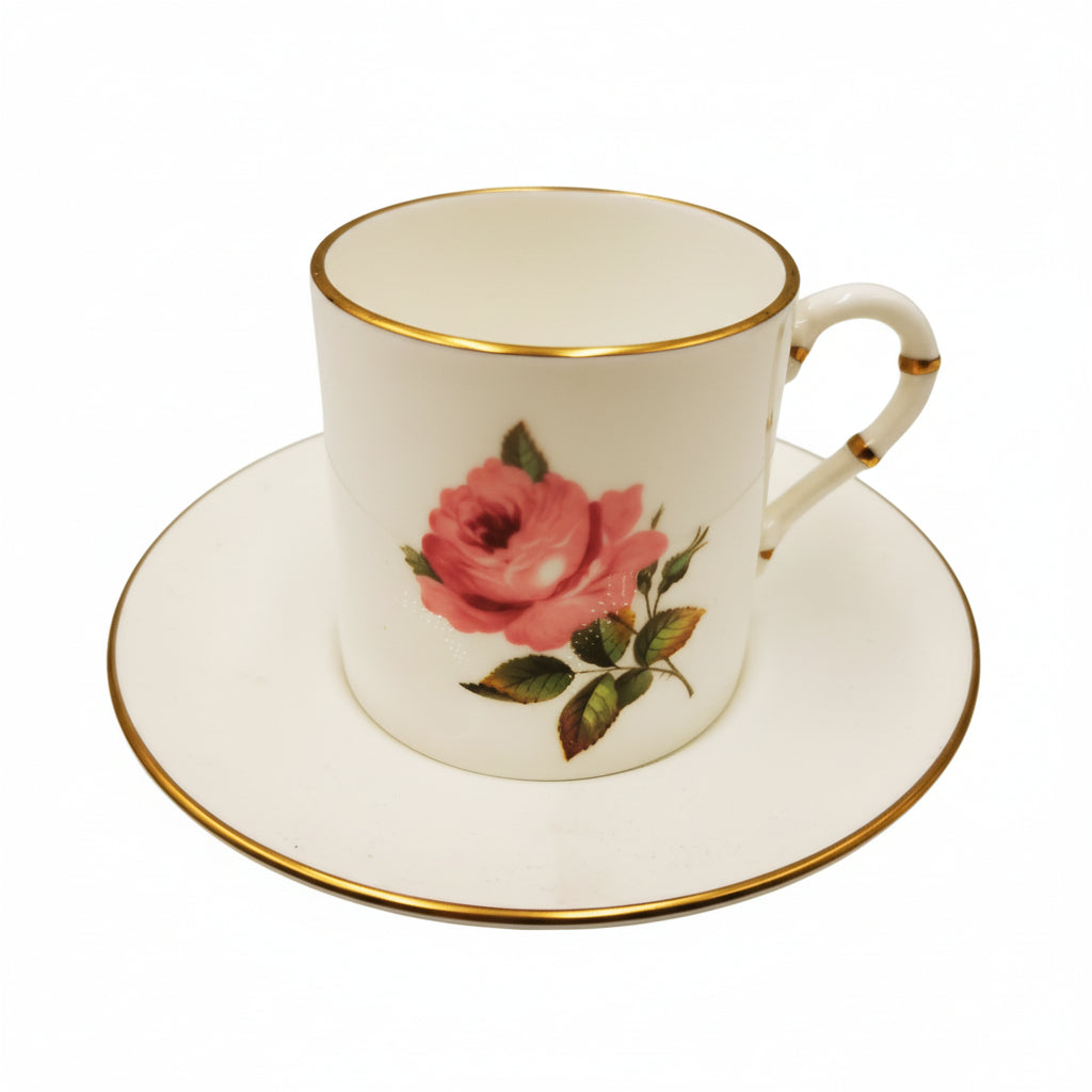 Royal Worcester China Pink Rose Demitasse Coffee Cup and Saucer