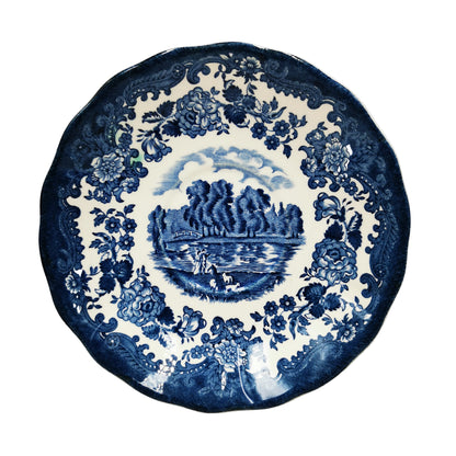 Royal Worcester Palissy Blue and White China Avon Scenes Breakfast Saucer