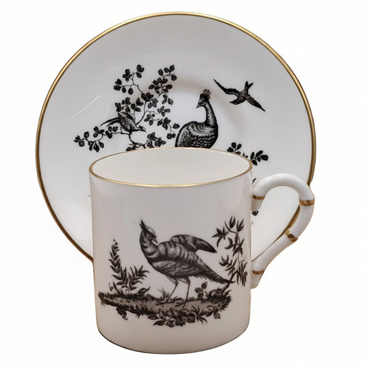 Royal Worcester Pheasant Black Demitasse Cup and Saucer