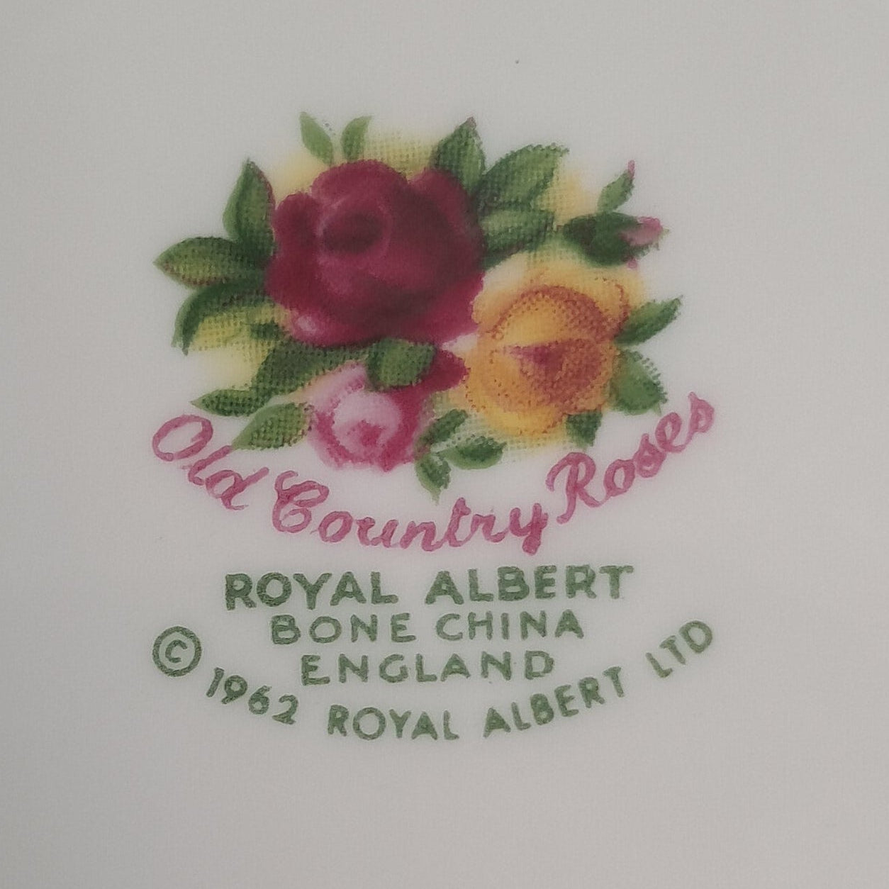 Royal Albert Old Country Roses Saucer back stamp