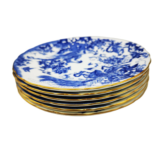 Royal Crown Derby China Blue Aves A1309 6-3/8th-inch Side Plate 1954