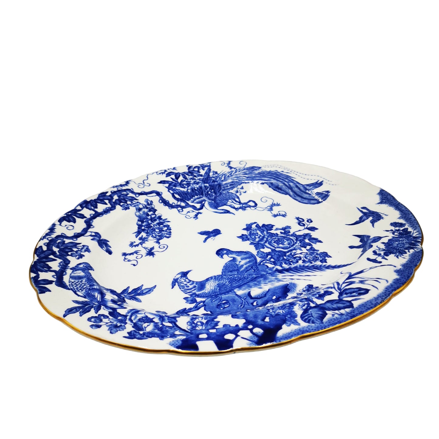 Royal Crown Derby China Blue Aves A1309 12.75-inch Serving Platter 1954