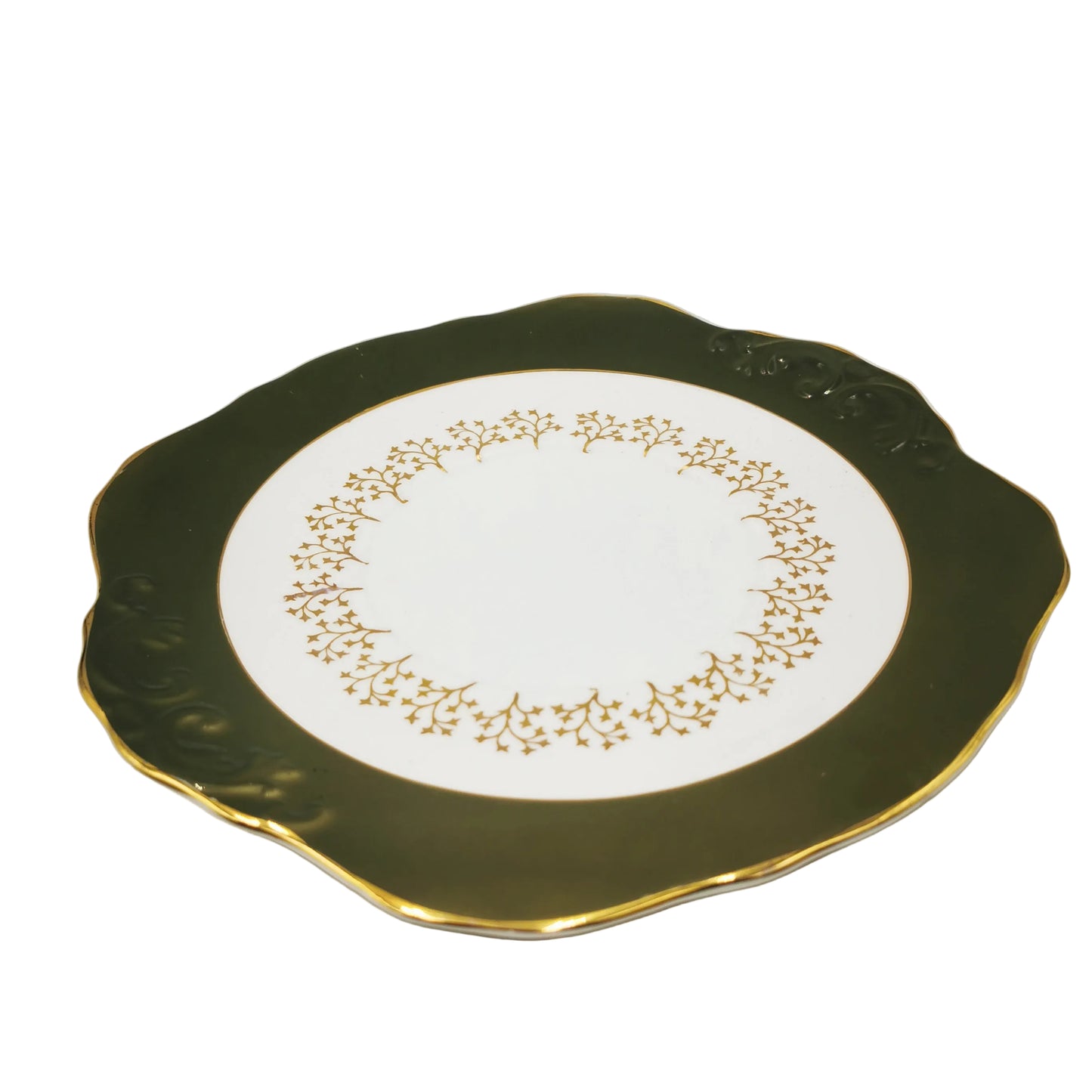 Royal Sutherland Dark Green and Gilt China Cake Plate